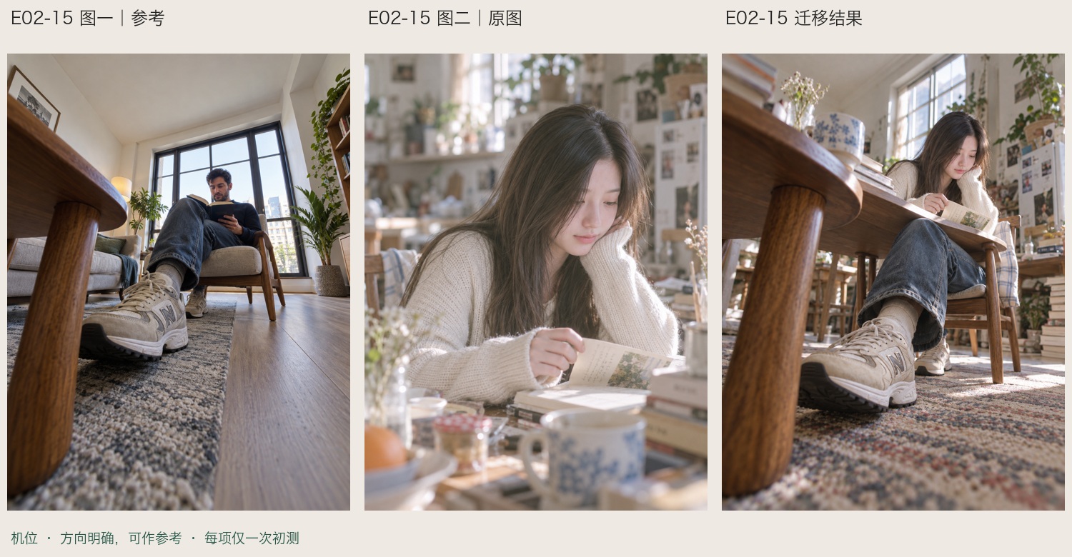 机位、镜头与构图三图对比