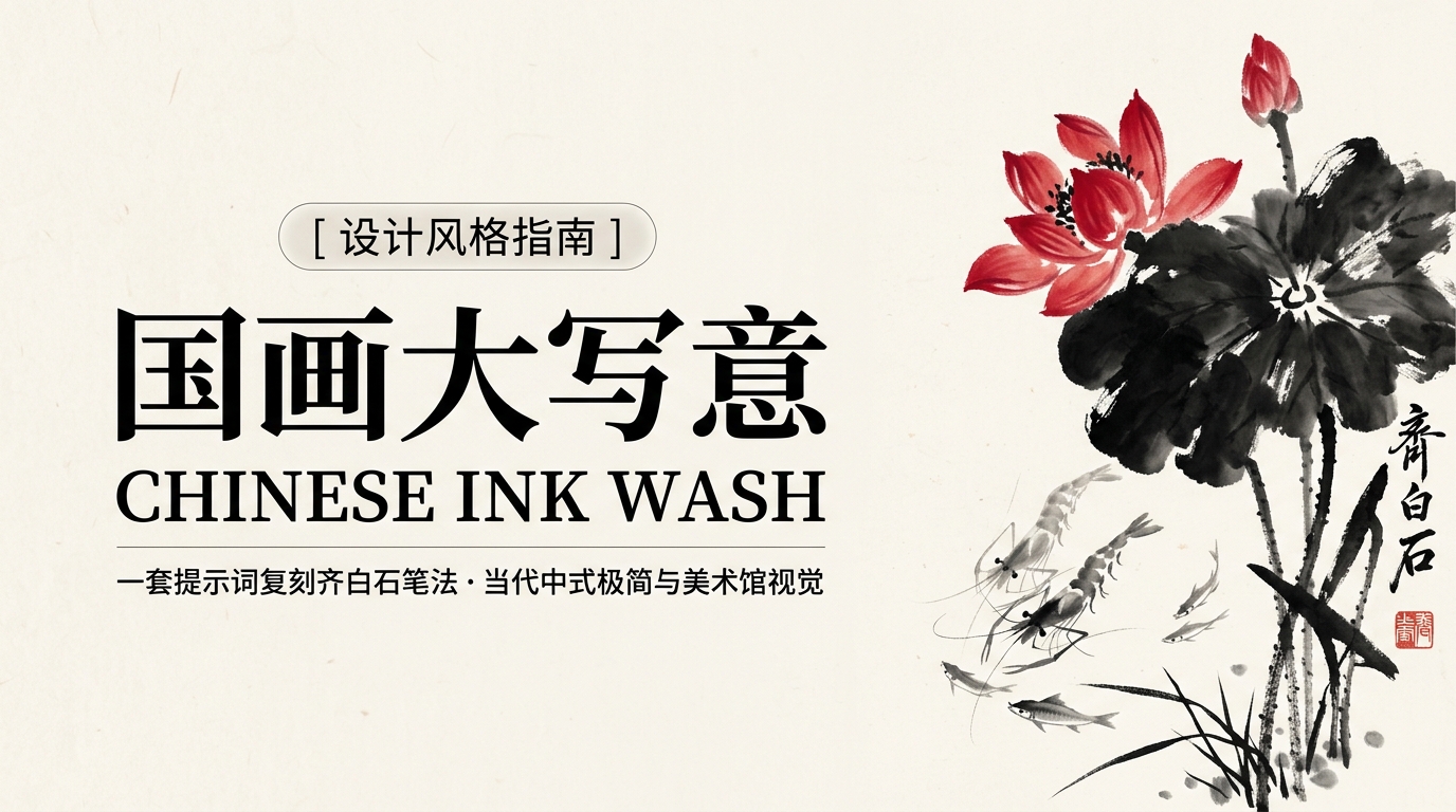 Design Style Guide: Mastering Qi Baishi Chinese Freehand Ink Wash & Contemporary Minimalist AI Design
